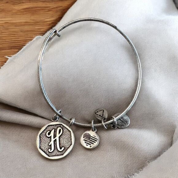 Alex and Ani Initial H Charm Bangle Bracelet - Picture 1 of 5